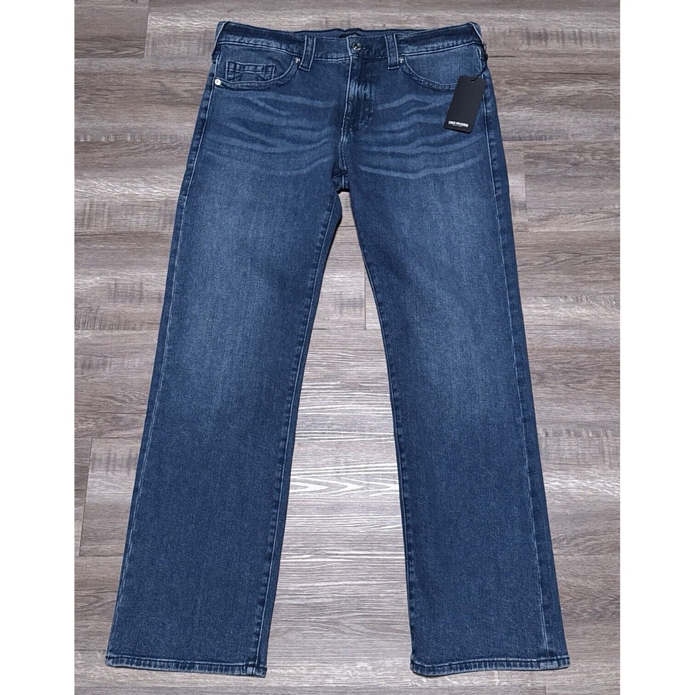 True Religion Men's 36x34 Medium Tidal Wash Ricky Relaxed Straight Denim Jeans